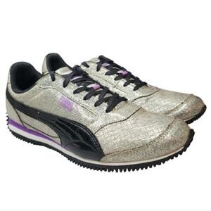 Puma Womens Speeder Shoes Sneakers Size 6 Silver Purple Athletic Running